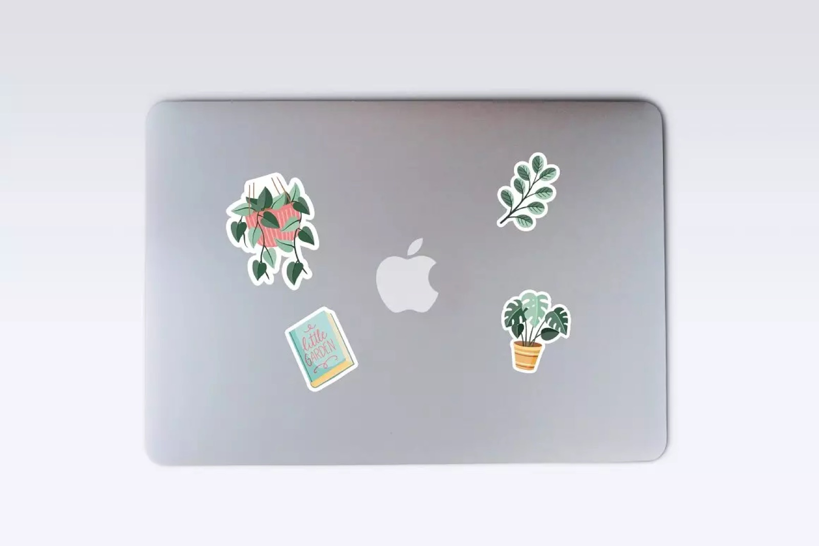 Laptop with clean die-cut plant stickers